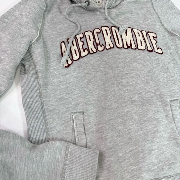 VTG Abercrombie & Fitch Hoodie Womens Large Gray Solid Long-Sleeve Drawstring - Picture 2 of 9
